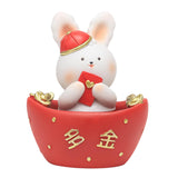 Maxbell Chinese Animal Rabbit Statue Figurine Sculpture Desktop Shaking Head Bunny 6.5x5x8.5cm Wealth