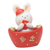 Maxbell Chinese Animal Rabbit Statue Figurine Sculpture Desktop Shaking Head Bunny 6.5x5x8.5cm Wealth
