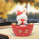 Maxbell Chinese Animal Rabbit Statue Figurine Sculpture Desktop Shaking Head Bunny 6.5x5x8.5cm Wealth