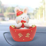 Maxbell Chinese Animal Rabbit Statue Figurine Sculpture Desktop Shaking Head Bunny 6.5x5x8.5cm Wealth