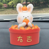 Maxbell Chinese Animal Rabbit Statue Figurine Sculpture Desktop Shaking Head Bunny 6.5x6x8.5cm Well