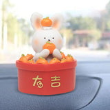 Maxbell Chinese Animal Rabbit Statue Figurine Sculpture Desktop Shaking Head Bunny 6.5x6x8.5cm Well