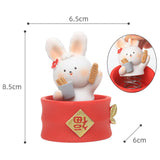 Maxbell Chinese Animal Rabbit Statue Figurine Sculpture Desktop Shaking Head Bunny 6.5x6x8.5cm FU