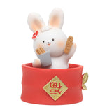 Maxbell Chinese Animal Rabbit Statue Figurine Sculpture Desktop Shaking Head Bunny 6.5x6x8.5cm FU