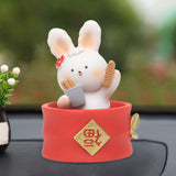 Maxbell Chinese Animal Rabbit Statue Figurine Sculpture Desktop Shaking Head Bunny 6.5x6x8.5cm FU