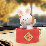 Maxbell Chinese Animal Rabbit Statue Figurine Sculpture Desktop Shaking Head Bunny 6.5x6x8.5cm FU
