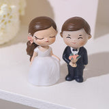 Maxbell Wedding Cake Topper Decorative Groom Bride Sculpture for Celebration Prom Black Suit
