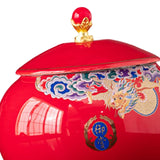 Maxbell Ceramic Jar Porcelain Jars Traditiona Sugar Coffee Bean Jars Ginger Jar Red