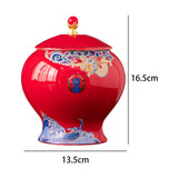 Maxbell Ceramic Jar Porcelain Jars Traditiona Sugar Coffee Bean Jars Ginger Jar Red