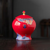 Maxbell Ceramic Jar Porcelain Jars Traditiona Sugar Coffee Bean Jars Ginger Jar Red