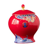 Maxbell Ceramic Jar Porcelain Jars Traditiona Sugar Coffee Bean Jars Ginger Jar Red