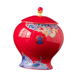 Maxbell Ceramic Jar Porcelain Jars Traditiona Sugar Coffee Bean Jars Ginger Jar Red