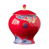 Maxbell Ceramic Jar Porcelain Jars Traditiona Sugar Coffee Bean Jars Ginger Jar Red