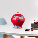 Maxbell Ceramic Jar Porcelain Jars Traditiona Sugar Coffee Bean Jars Ginger Jar Red