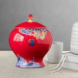 Maxbell Ceramic Jar Porcelain Jars Traditiona Sugar Coffee Bean Jars Ginger Jar Red