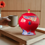 Maxbell Ceramic Jar Porcelain Jars Traditiona Sugar Coffee Bean Jars Ginger Jar Red