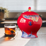 Maxbell Ceramic Jar Porcelain Jars Traditiona Sugar Coffee Bean Jars Ginger Jar Red