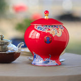 Maxbell Ceramic Jar Porcelain Jars Traditiona Sugar Coffee Bean Jars Ginger Jar Red