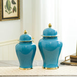 Maxbell Ceramic Ginger Jar with Lid Container for Bedroom Living Room Dining Table