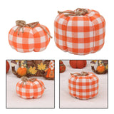 Maxbell Plaid Fabric Pumpkin Thanksgiving Autumn Harvest for Home Fireplace Holiday 15cmx10cm
