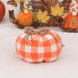 Maxbell Plaid Fabric Pumpkin Thanksgiving Autumn Harvest for Home Fireplace Holiday 15cmx10cm