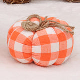 Maxbell Plaid Fabric Pumpkin Thanksgiving Autumn Harvest for Home Fireplace Holiday 15cmx10cm