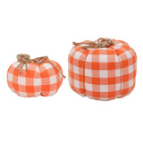 Maxbell Plaid Fabric Pumpkin Thanksgiving Autumn Harvest for Home Fireplace Holiday 15cmx10cm