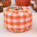Maxbell Plaid Fabric Pumpkin Thanksgiving Autumn Harvest for Home Fireplace Holiday 19cmx15cm