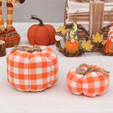 Maxbell Plaid Fabric Pumpkin Thanksgiving Autumn Harvest for Home Fireplace Holiday 19cmx15cm