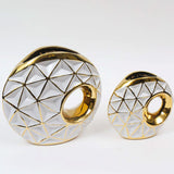 Maxbell Circular Ceramic Vase Centerpiece Ornaments Planter Home Decor Hollow Modern 19cmx23cm