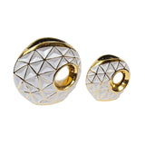 Maxbell Circular Ceramic Vase Centerpiece Ornaments Planter Home Decor Hollow Modern 19cmx23cm