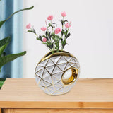 Maxbell Circular Ceramic Vase Centerpiece Ornaments Planter Home Decor Hollow Modern 19cmx23cm