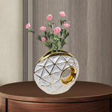 Maxbell Circular Ceramic Vase Centerpiece Ornaments Planter Home Decor Hollow Modern 19cmx23cm