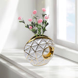 Maxbell Circular Ceramic Vase Centerpiece Ornaments Planter Home Decor Hollow Modern 19cmx23cm