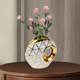 Maxbell Circular Ceramic Vase Centerpiece Ornaments Planter Home Decor Hollow Modern 28cmx31cm