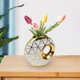 Maxbell Circular Ceramic Vase Centerpiece Ornaments Planter Home Decor Hollow Modern 28cmx31cm