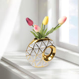Maxbell Circular Ceramic Vase Centerpiece Ornaments Planter Home Decor Hollow Modern 28cmx31cm