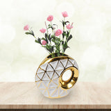 Maxbell Circular Ceramic Vase Centerpiece Ornaments Planter Home Decor Hollow Modern 28cmx31cm