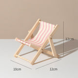 Maxbell Creative Beach Chair Phone Holder Dollhouse Miniature Bedroom Wooden Bracket Pink Beige