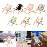 Maxbell Creative Beach Chair Phone Holder Dollhouse Miniature Bedroom Wooden Bracket Pink Beige