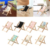 Maxbell Creative Beach Chair Phone Holder Dollhouse Miniature Bedroom Wooden Bracket Pink Beige