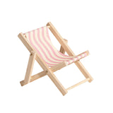 Maxbell Creative Beach Chair Phone Holder Dollhouse Miniature Bedroom Wooden Bracket Pink Beige