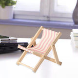 Maxbell Creative Beach Chair Phone Holder Dollhouse Miniature Bedroom Wooden Bracket Pink Beige