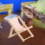 Maxbell Creative Beach Chair Phone Holder Dollhouse Miniature Bedroom Wooden Bracket Pink Beige