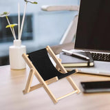 Maxbell Creative Beach Chair Phone Holder Dollhouse Miniature Bedroom Wooden Bracket Back