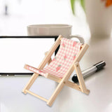 Maxbell Creative Beach Chair Phone Holder Dollhouse Miniature Bedroom Wooden Bracket Strawberry