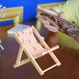 Maxbell Creative Beach Chair Phone Holder Dollhouse Miniature Bedroom Wooden Bracket Strawberry