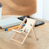 Maxbell Creative Beach Chair Phone Holder Dollhouse Miniature Bedroom Wooden Bracket White Letters