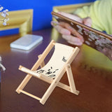 Maxbell Creative Beach Chair Phone Holder Dollhouse Miniature Bedroom Wooden Bracket White Letters