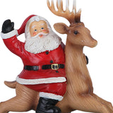 Maxbell Santa Claus Figurine Christmas Reindeer Resin Statue for Office Housewarming